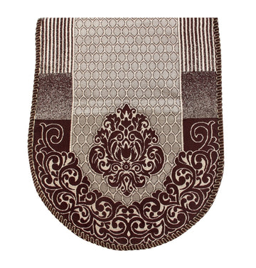 Nendle Damask Design Concept Sofa Set Covers 5 Seater with 80% Cotton & 20% Jute (Brown, Pack of 6)